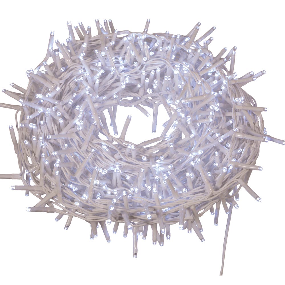 Kurt Adler 600-Light 49.2-Foot Cool White LED White Wire Rice Light Set